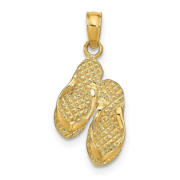 14k Yellow Gold MARCO ISLAND Reversible Flip Flops Pendant